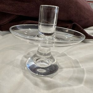 Steuben Suspended Teardrop Crystal Blown Glass Candlestick.